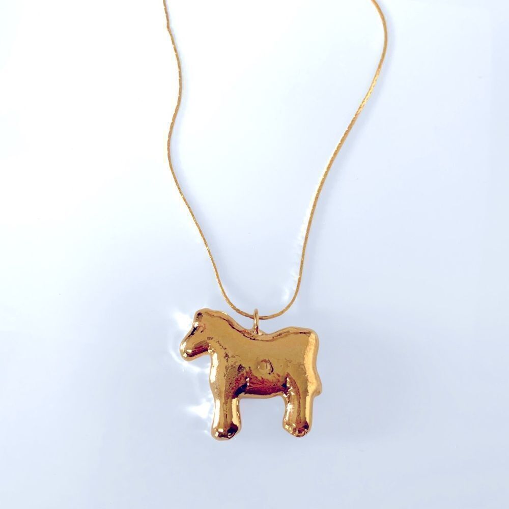 Gold Dipped Horse Pony Pendant Necklace